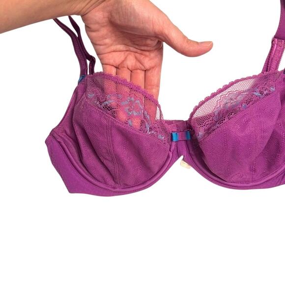 Chantelle Women’s 34D Purple Lace Balconette Underwire Bra - Picture 3 of 11